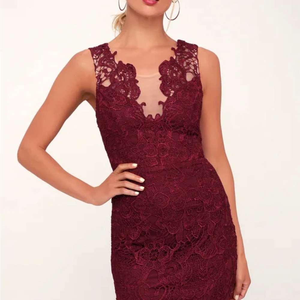 Lulu's Last Dance Burgundy Lace Bodycon Dress